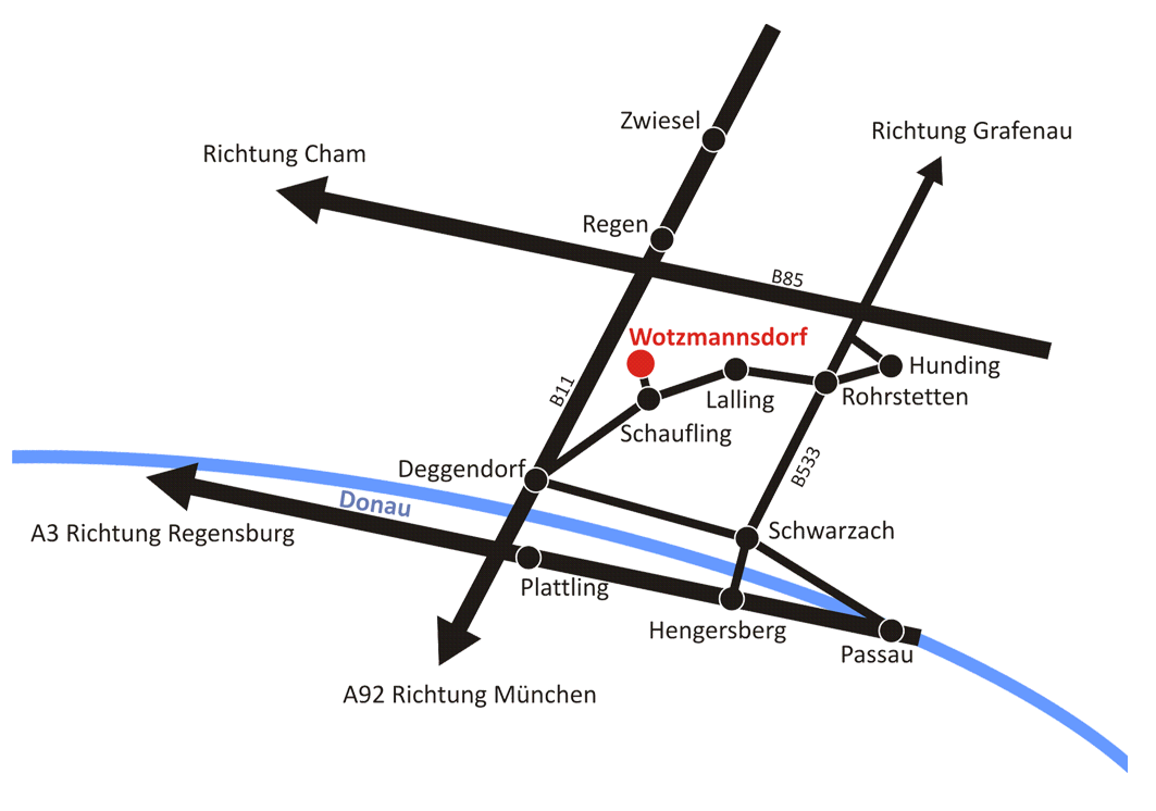 Anfahrt Metallbau Garagentore Mineralölhandel Sigl